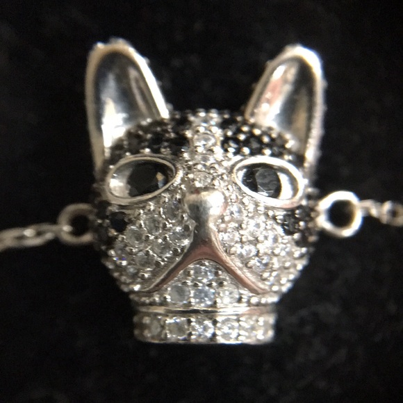 Sterling Silver Diamond cat adjustable bracelet - Picture 2 of 7